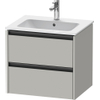 Duravit Ketho 2 wastafelonderbouwkast met 2 laden 61x48x55cm met grepen antraciet betongrijs mat SW771876