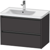 Duravit Ketho 2 wastafelonderbouwkast met 2 laden voor waskom links 78.4x45.5x54.9cm met grepen antraciet grafiet supermat SW772989