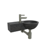 Wiesbaden B waskom rond 40x23x10cm met kraangat links hardsteen zwart incl Amador fonteinkraan gunmetal SW794650