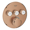 GROHE Grohtherm SmartControl inbouwkraan thermostatisch met omstel voor 3 functies rond warm sunset geborsteld SW354709