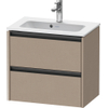 Duravit Ketho 2 wastafelonderbouwkast met 2 laden 61x39x54.9cm met grepen antraciet Linnen mat SW771806