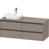 Duravit Ketho 2 wastafelonderbouwkast incl. consoleplaat met 4 laden voor waskom links 140x55x56.8cm met handgrepen antraciet basalt mat SW772203