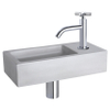 Differnz Ravo fonteinset - 38.5x18.5x9cm - Rechthoek - 1 kraangat - Gebogen chromen kraan - beton lichtgrijs SW705512