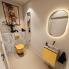 MONDIAZ TURE-DLUX 40cm toiletmeubel Ocher. EDEN wastafel Glace positie rechts. Zonder kraangat. SW1103400