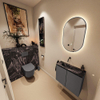 MONDIAZ TURE-DLUX 60cm toiletmeubel Dark Grey. EDEN wastafel Lava positie links. Zonder kraangat. SW1103780