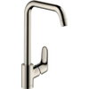 Hansgrohe Focus E2 keukenkraan met hoge draaibare uitloop instelbaar 110 150 en 360 RVS look 0605550