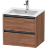 Duravit Ketho 2 wastafelonderbouwkast met 2 laden 61x48x55cm met grepen antraciet noten mat SW773101