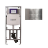 Geberit Inbouwreservoir - UP320 - QeramiQ metal bedieningsplaat - dualflush - rechthoekige knoppen - metaal RVS SW976082
