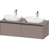 Duravit Ketho 2 wastafelonderbouwkast incl. consoleplaat met 2 laden voor dubbele waskommen 140x55x45.9cm met handgrepen antraciet basalt mat SW771989