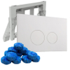 QeramiQ Push Bedieningsplaat met toiletblokjeshouder - voor Geberit UP320 inbouwreservoir - dualflush - ronde knoppen - kunststof - inclusief 12 toiletblokjes - mat wit SW1335719