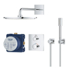 GROHE Grohtherm Perfect Regendoucheset - hoofdddouche 31cm - 2 functies handdouche staaf - rechthoekig afbouwdeel chroom SW236925