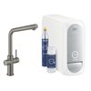 GROHE Blue Home Keukenkraan - L-Uitloop - 1-gats - filterfunctie - plat licht en bruisend water - hard graphite geborsteld SW354696