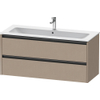 Duravit Ketho 2 wastafelonderbouwkast met 2 laden voor enkele wastafel 121x48x55cm met grepen antraciet Linnen mat SW772399