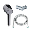 Fortifura Calvi Handdoucheset - Ø12 - rond - 3 straalsoorten - met houder - met anti twist slang - 150cm - chroom SW1159488