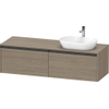 Duravit Ketho 2 wastafelonderbouwkast incl. consoleplaat met 2 laden voor waskom rechts 160x55x45.9cm met handgrepen antraciet eiken terra mat SW773022
