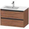 Duravit Ketho 2 wastafelonderbouwkast met 2 laden voor waskom links 81x48x54.9cm met grepen antraciet noten mat SW772422