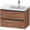 Duravit Ketho 2 wastafelonderbouwkast met 2 laden voor waskom rechts 78.4x45.5x54.9cm met grepen antraciet noten mat SW773111