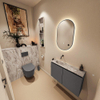 MONDIAZ TURE-DLUX 80cm toiletmeubel Dark Grey. EDEN wastafel Glace positie links. Zonder kraangat. SW1103249