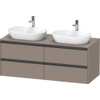 Duravit Ketho 2 wastafelonderbouwkast incl. consoleplaat met 4 laden voor dubbele waskommen 140x55x56.8cm met handgrepen antraciet basalt mat SW772683