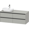 Duravit Ketho 2 wastafelonderbouwkast incl. consoleplaat met 4 laden voor waskom links 140x55x56.8cm met handgrepen antraciet betongrijs mat SW772050