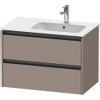 Duravit Ketho 2 wastafelonderbouwkast met 2 laden voor waskom rechts 81x48x54.9cm met grepen antraciet basalt mat SW771885