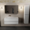 Mondiaz Aivy badmeubelset - 120x45x50cm - 0 kraangaten - 1 wasbak talc Solid surface - Links - 2 lades - Met spiegelkast - MDF Talc SW892220
