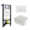 Plieger Kansas Toiletset - UP320 inbouwreservoir - compact - wandcloset - pressalit slim zitting - softclose - mat witte bedieningsplaat - ronde knoppen - mat wit SW1223240