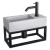 Differnz Ravo fonteinset - 38.5x18.5x25cm - Rechthoek - 1 kraangat - Gebogen matte zwarte kraan - met zwart frame - beton lichtgrijs SW373195