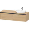 Duravit Ketho 2 wastafelonderbouwkast incl. consoleplaat met 2 laden voor waskom rechts 160x55x45.9cm met handgrepen antraciet natuur eiken mat SW772774