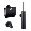 Fortifura Calvi Toiletset - toiletborstelhouder - gesloten - handdoekhaak - toiletrolhouder - met klep - mat zwart SW1381778