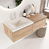 MONDIAZ BUKLA 120cm badmeubel met module 60 kleur Washed Oak met 2 lades. Wastafel CLOUD links 1 kraangat kleur Talc. SW1382071