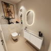 MONDIAZ TURE-DLUX 100cm toiletmeubel Talc. EDEN wastafel Ostra positie links. Met 1 kraangat. SW1104656