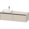 Duravit Ketho 2 wastafelonderbouwkast incl. consoleplaat met 2 laden voor waskom links 160x55x45.9cm met handgrepen antraciet taupe supermat SW772120