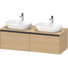 Duravit Ketho 2 wastafelonderbouwkast incl. consoleplaat met 2 laden voor dubbele waskommen 140x55x45.9cm met handgrepen antraciet natuur eiken mat SW772250