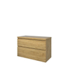 Proline Top badkamermeubelset - 100x46x63.2cm - wastafelblad - a symmetrisch - MFC Ideal oak SW350394