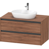 Duravit Ketho 2 wastafelonderbouwkast incl. consoleplaat met 2 laden 100x55x56.8cm met handgrepen antraciet noten mat SW772393