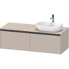 Duravit Ketho 2 wastafelonderbouwkast incl. consoleplaat met 2 laden voor waskom rechts 140x55x45.9cm met handgrepen antraciet taupe supermat SW772428