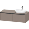Duravit Ketho 2 wastafelonderbouwkast incl. consoleplaat met 2 laden voor waskom rechts 140x55x45.9cm met handgrepen antraciet basalt mat SW772200