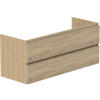 Thebalux onderkast t.b.v. 2x afvoer / 2x kom, Beat 45, 2x lade opliggend, 2x hout greeplijst in kleur meubel SW823461