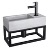 Differnz Ravo fonteinset - 38.5x18.5x25cm - Rechthoek - 1 kraangat - Recht matte zwarte kraan - met zwart frame - beton lichtgrijs SW373198