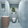 MONDIAZ ADA Toiletmeubel - 40x30x50cm - 0 kraangaten - 2 lades - smoke mat - wasbak links - Solid surface - Wit SW472616