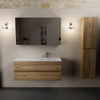 Mondiaz Aivy badmeubelset - 120x45x50cm - 1 kraangat - 1 wasbak talc Solid surface - Rechts - 2 lades - Met spiegelkast - Melamine Chai SW892222