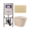 QeramiQ Dely Toiletset - 36.3x51.7cm - diepspoel - rimless - Geberit UP320 inbouwreservoir - softclose toilet zitting 35 mm - bedieningsplaat beige - rechthoekige knoppen - mat beige SW1236501