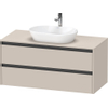 Duravit Ketho 2 wastafelonderbouwkast incl. consoleplaat met 2 laden 120x55x56.8cm met handgrepen antraciet taupe mat SW771988