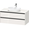 Duravit Ketho 2 wastafelonderbouwkast incl. consoleplaat met 2 laden 120x55x56.8cm met handgrepen antraciet hoogglans wit SW772314