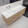 MONDIAZ VICA Badkamermeubelset - 150cm - 2 lades - wasbak Cloud links - 0 kraangaten - solid surface washed oak SW409969