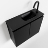 MONDIAZ TURE Fonteinset - 60x23x50cm - 1 kraangat - 2 deuren - urban mat - Wasbak rechts - Solid Surface Zwart SW475254