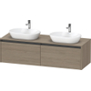 Duravit Ketho 2 wastafelonderbouwkast incl. consoleplaat met 2 laden voor dubbele waskommen 160x55x45.9cm met handgrepen antraciet eiken terra mat SW773008