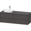 Duravit Ketho 2 wastafelonderbouwkast incl. consoleplaat met 4 laden voor waskom links 160x55x56.8cm met handgrepen antraciet grafiet mat SW772982