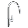 Grohe Start Edge Keukenkraan - 1-gats - hoge draaibare uittrekbare uitloop - voorsprong 21.5cm - gesloten greep - chroom SW924867